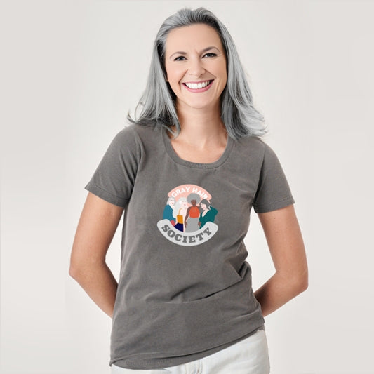 Gray Hair Society - Camiseta Estonada Feminina (Frete Grátis)