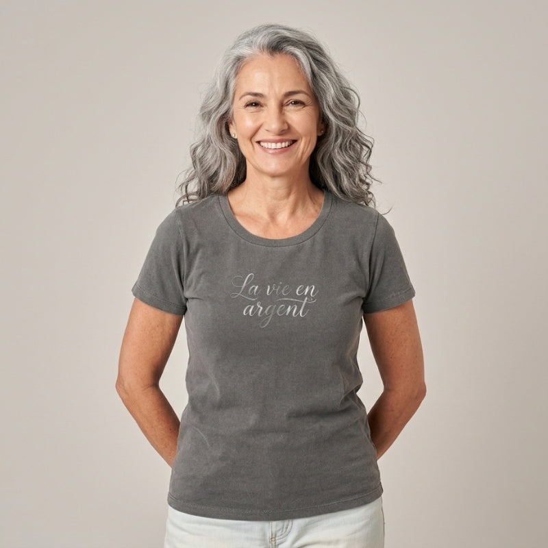 LA VIE EN ARGENT - Camiseta Estonada Feminina