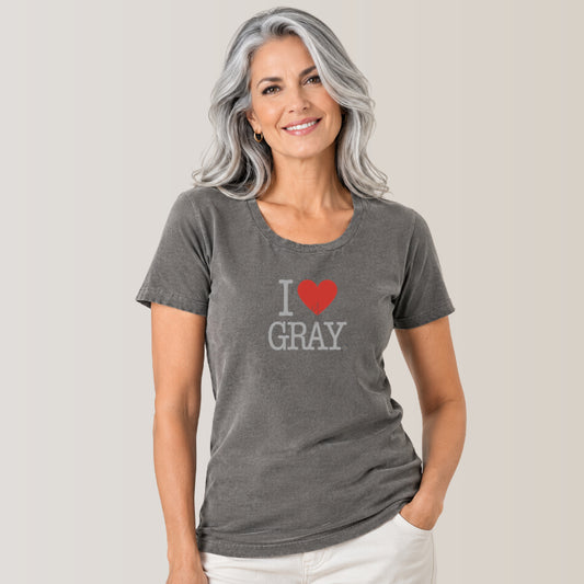 I LOVE my GRAY - Camiseta Estonada Feminina
