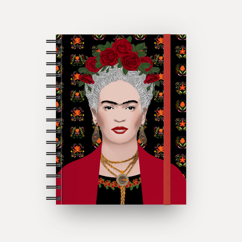 Caderno Frida Gris com espiral  (Frete Grátis)