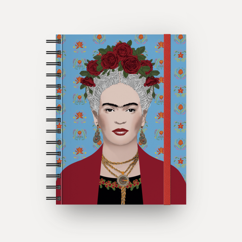 Caderno Frida Gris com espiral  (Frete Grátis)