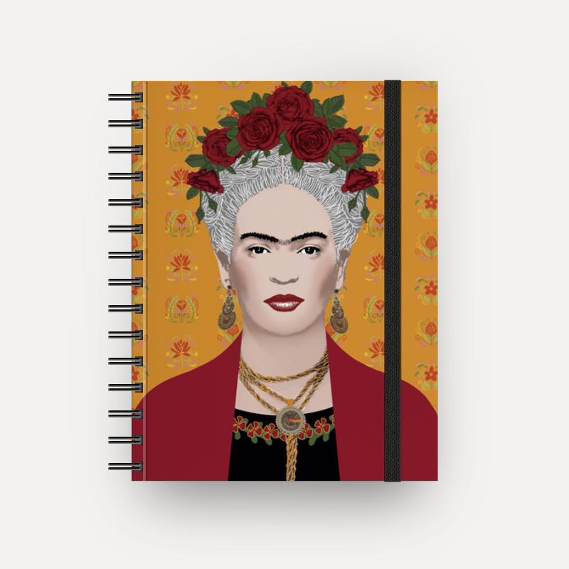 Caderno Frida Gris com espiral  (Frete Grátis)