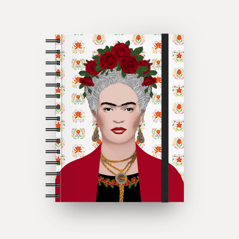 Caderno Frida Gris com espiral  (Frete Grátis)