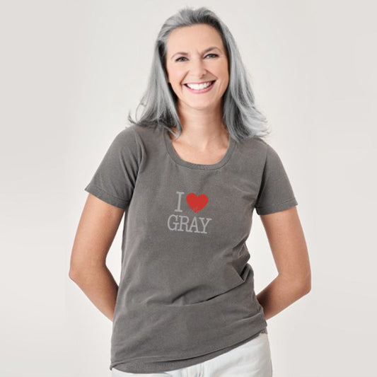 I LOVE my GRAY - Camiseta Estonada Feminina (Frete Grátis)